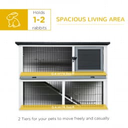 PawHut Rabbit Hutch w/ Removable Tray Openable Top for Indoors & Outdoors Grey