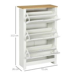 HOMCOM 18-Shoe Storage Cabinet 6 Shelves 3 Drawers Tabletop 4 Legs Modern White