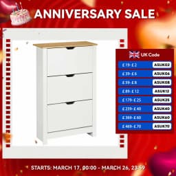 HOMCOM 18-Shoe Storage Cabinet 6 Shelves 3 Drawers Tabletop 4 Legs Modern White