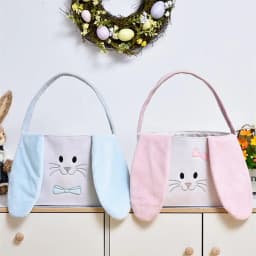 Easter Bunny Basket Reusable Bags Treat With Handles Bunny Candy Basket Party Supplies Spring Hunts Container For Candy Hunting