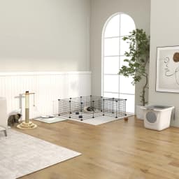 PawHut Cat Litter Tray Pet Litter Box w/ Front Entrance, Top Exit, Scoop - White