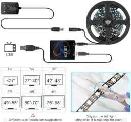 1-5M 5V WS2812B USB LED Strip light 5050 RGB Dream Color Ambient Kit for Desktop PC Screen Background lighting EU US UK Plug
