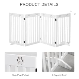 PawHut Pet Gate Foldable Fence Freestanding Dog Barrier w/ Support Feet