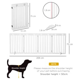 PawHut Pet Gate Foldable Fence Freestanding Dog Barrier w/ Support Feet