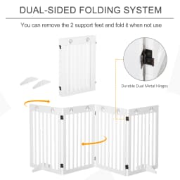 PawHut Pet Gate Foldable Fence Freestanding Dog Barrier w/ Support Feet