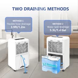HUMSURE Electric Dehumidifier 25L/24H, Dehumidifier Basement Rooms with 5.5 Litre Water Tank, Timer, Automatic Defrosting