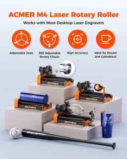 ACMER M4 Laser Engraver Rotary Module 4th Axis Rotary For Rotary Axis Clamp Diameter 4-64mm Accessories Curved Surface 3-Jaw