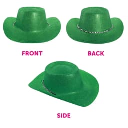 Green Glitter Cowboy Hat + Feather Boa - St Patricks Day, Six Nations, Irish/Ireland Celebrations - Fancy Dress Accessories Set