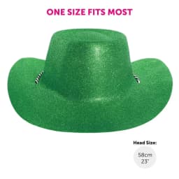 Green Glitter Cowboy Hat + Feather Boa - St Patricks Day, Six Nations, Irish/Ireland Celebrations - Fancy Dress Accessories Set
