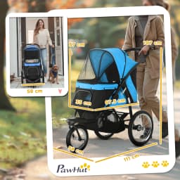 PawHut 3 Wheel Pet Stroller, for Medium Small Dogs, Foldable Cat Pram