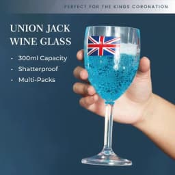 Pack of 12 Union Jack Plastic Wine Glasses - 300ml/10oz Durable, Reusable Cups for Parties, BBQs & British Celebrations