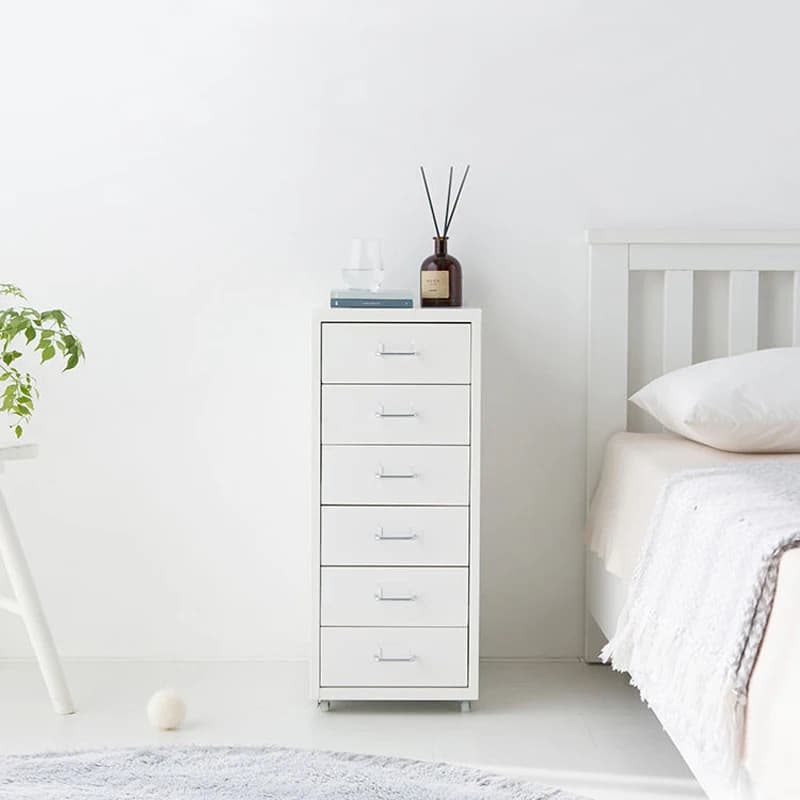 Office Metal Vertical File Cabinet with 6 Drawers on Wheels Storage Cabinet Bedroom Office Study Furniture