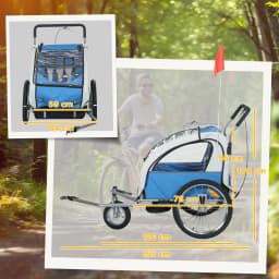 HOMCOM 2 Seat Bike Trailer with 5 Point Harness, for 18+ Months