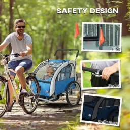 HOMCOM 2 Seat Bike Trailer with 5 Point Harness, for 18+ Months