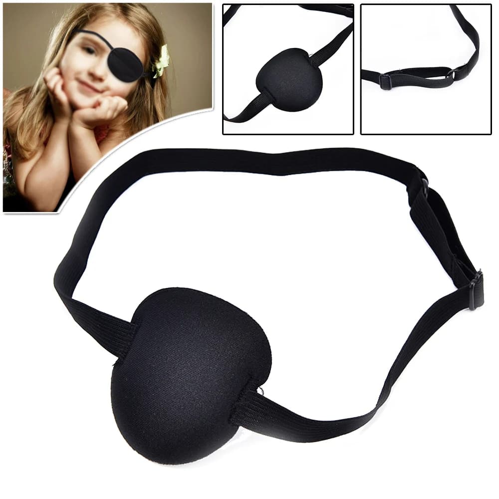 Kids/Adult Medical Concave Eye Patch Foam Groove Washable Eyeshades Adjust Strap