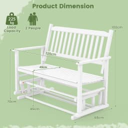 GOFLAME 2 Seats Outdoor Glider Bench Poplar Wood Patio Swing Glider Loveseat Chair