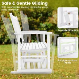GOFLAME 2 Seats Outdoor Glider Bench Poplar Wood Patio Swing Glider Loveseat Chair