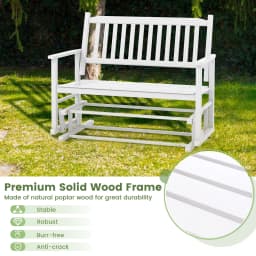 GOFLAME 2 Seats Outdoor Glider Bench Poplar Wood Patio Swing Glider Loveseat Chair