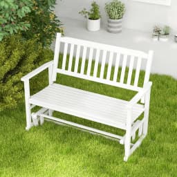 GOFLAME 2 Seats Outdoor Glider Bench Poplar Wood Patio Swing Glider Loveseat Chair