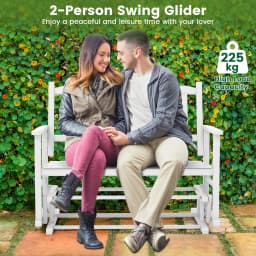 GOFLAME 2 Seats Outdoor Glider Bench Poplar Wood Patio Swing Glider Loveseat Chair