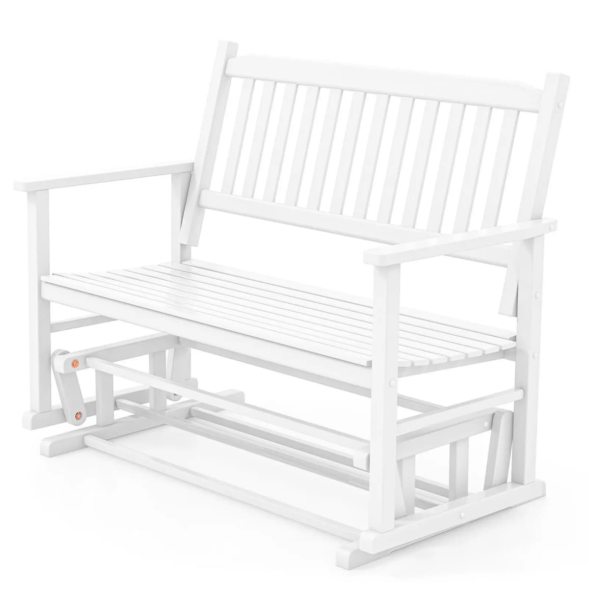 GOFLAME 2 Seats Outdoor Glider Bench Poplar Wood Patio Swing Glider Loveseat Chair