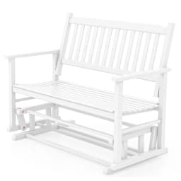 GOFLAME 2 Seats Outdoor Glider Bench Poplar Wood Patio Swing Glider Loveseat Chair