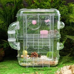 Tieker portable transparent hamster cage castle cage single and double-story villa gold wire cage small animal house