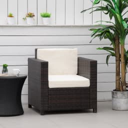 Outsunny Single Seater Rattan Chair Sofa with 10 cm Thick Padded Cushion, All-Weather PE Wicker Weave Armchair with Armrests