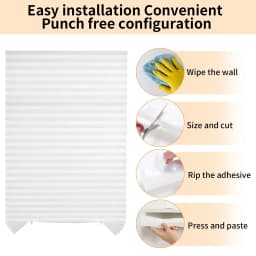 No Tools Easy Lift Trim-at-Home Cordless Pleated Light Filtering Blackout Shade Easy to Cut and Install for Home Travel