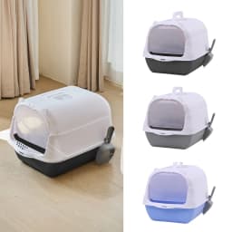 Tieker Extra Large Removable Enclosed Cat Litter Box Pet Cat Toilet Litter Box with Cat Litter Scoop Deodorant and Splash-proof