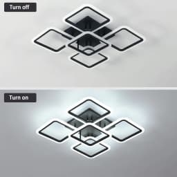 LED Ceiling Adjustable Ceiling Light, Black Square Ceiling Lamp Cold White 6500K Memory Function for Living Room Bedroom Dinning