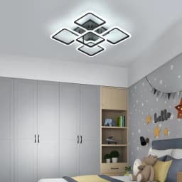 LED Ceiling Adjustable Ceiling Light, Black Square Ceiling Lamp Cold White 6500K Memory Function for Living Room Bedroom Dinning