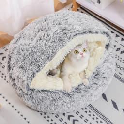 Tieker Plush Pet Bed Round Cat and Dog Soft Bed Pet Mattress Sleeping Hole Universal Suitable for All Seasons Small Cats and Dog