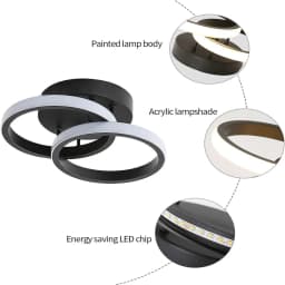 Small LED Ceiling Lights, Double Ring Ceiling Lamp for Bedroom Livingroom Dinningroom Cold White or Warm White to Choosed