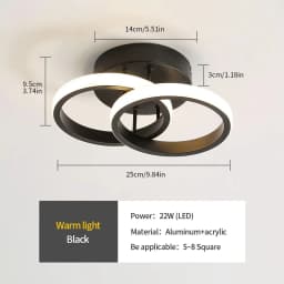Small LED Ceiling Lights, Double Ring Ceiling Lamp for Bedroom Livingroom Dinningroom Cold White or Warm White to Choosed