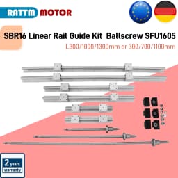 【EU Stock】SBR 16 Linear Guide Rail 6 Set SBR16 - 300/700/1100mm + Ballscrew Set SFU1605 - 350/750/1150mm + BK/BF12 CNC Part