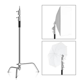 SH 2.6/3.3M Black&Silver Photography C Stand Light Stand Heavy Duty Stainless Steel Magic Leg Arm Crossbar Grip Head Tripod