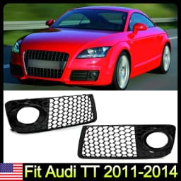 Honeycomb Front Fog Light Grille Bezel for Audi TT Coupe Convertible 2011 2012 2013 2014 Gloss Black Fog Lamp Grille Mesh