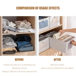 Voltsify Beige Foldable Fabric Clothes Jeans Storage Organizer, 30cm W x 44cm D x 20.5cm H