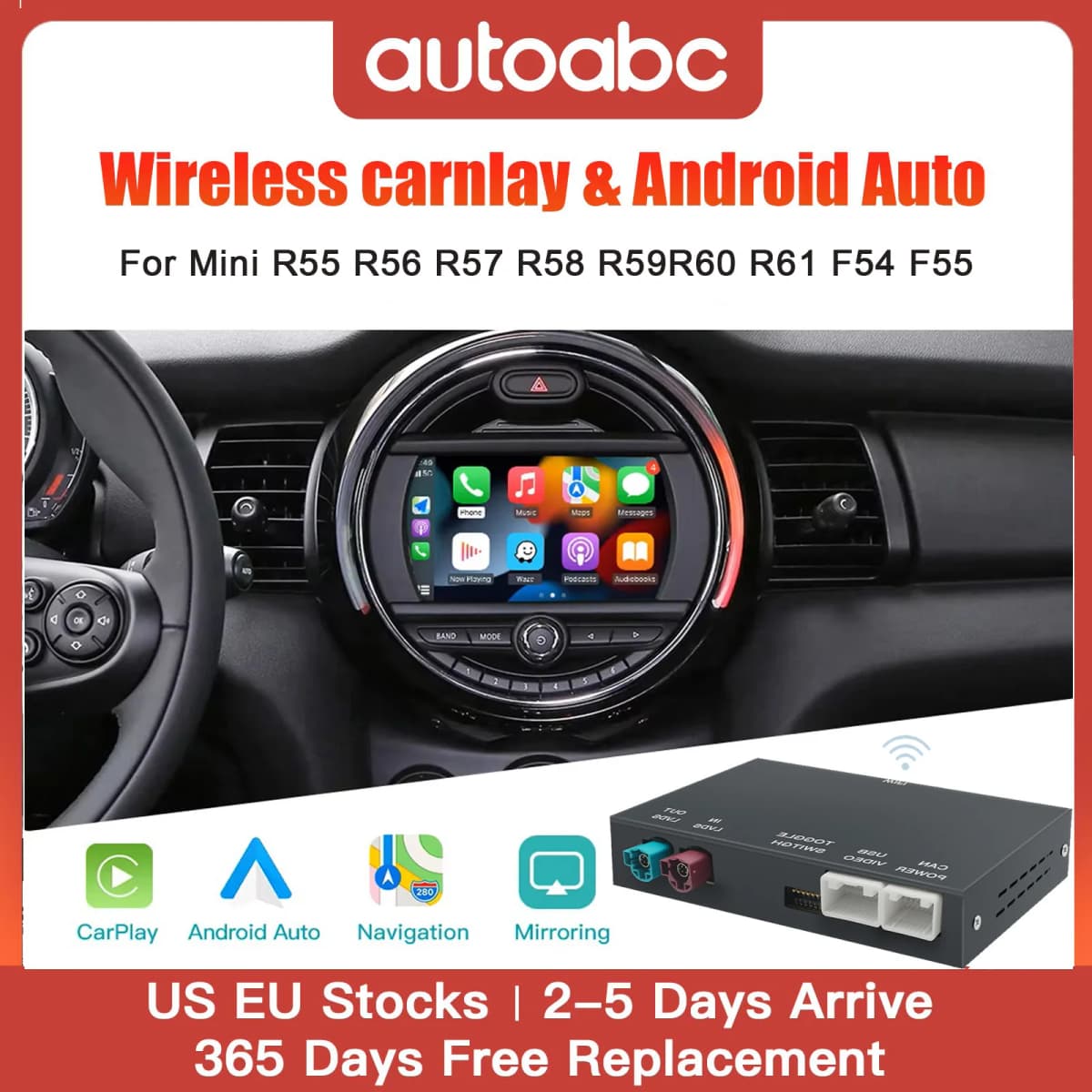 Wireless Carplay Android Auto For BMW Mini NBT CIC R55 R56 R57 R58 R59 R60 R61 Carplay Interface Mirror Link AirPlay multimedia