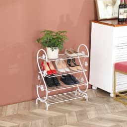 Metal shoe rack storage rack four-layer S-shaped entrance shoe rack living room storage rack