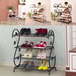 Metal shoe rack storage rack four-layer S-shaped entrance shoe rack living room storage rack