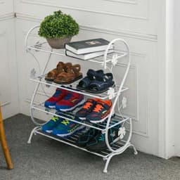 Metal shoe rack storage rack four-layer S-shaped entrance shoe rack living room storage rack