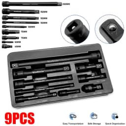 Winholder 9PCS Impact Extension Bar Set 1/2" 3/8" 1/4" Drive Long Reach Extension Bar Set Workshop Tool