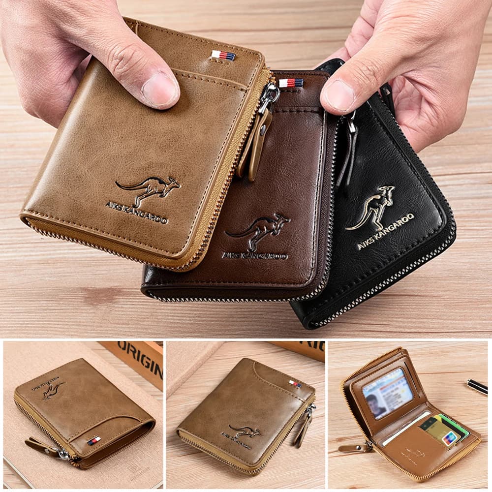 RFID Blocking Card Holder Case Anti-Theft Clutch Short Men's Leather Wallet