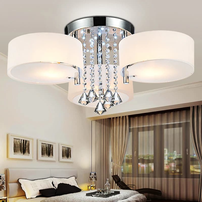Voltsify Modern Round Acrylic LED Semi Flush Mount with Crystal Accent