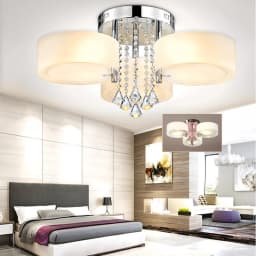 Voltsify Modern Round Acrylic LED Semi Flush Mount with Crystal Accent