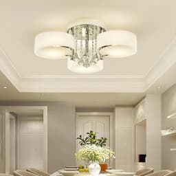 Voltsify Modern Round Acrylic LED Semi Flush Mount with Crystal Accent
