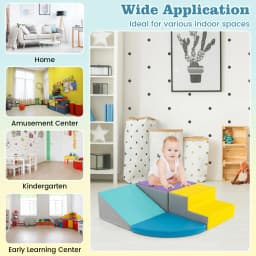 DORTALA Baby Climb & Crawl Foam Block Play Set 4-Piece Kids Soft Toy Set-Navy