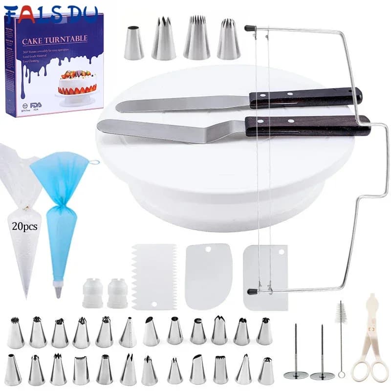 Pastry Turntable Kit Cake Decorating Supplies Baking Tools Accessories Rotating Stand Nozzles for Fondant